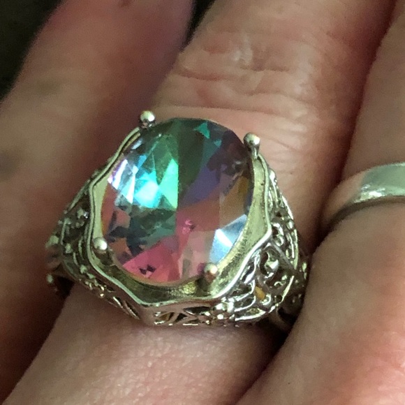 Silver mystic fire topaz ring size 8 - Picture 3 of 4